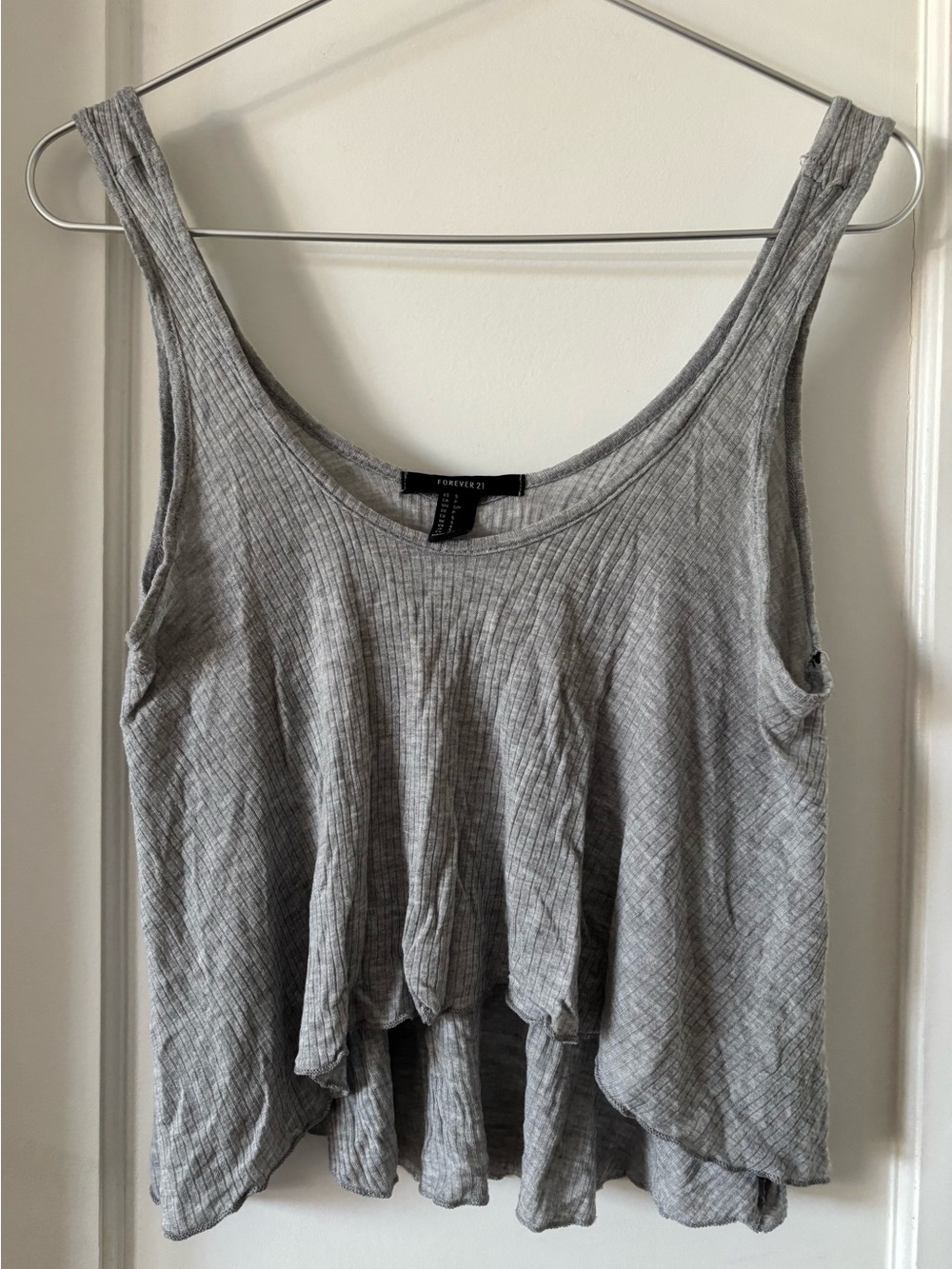 Forever 21 Gray Frilled Crop Top Tank